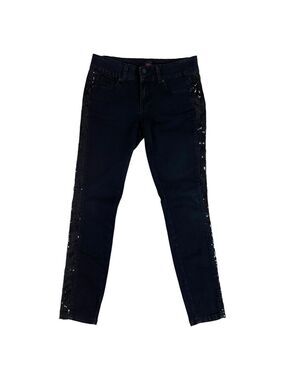 2B bebe black jeans lightweight skinny sequins embellishments skinny mid rise 27